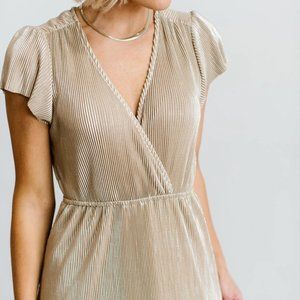 Baltic Born Athena Pleated Maxi Dress Medium Tall Gold